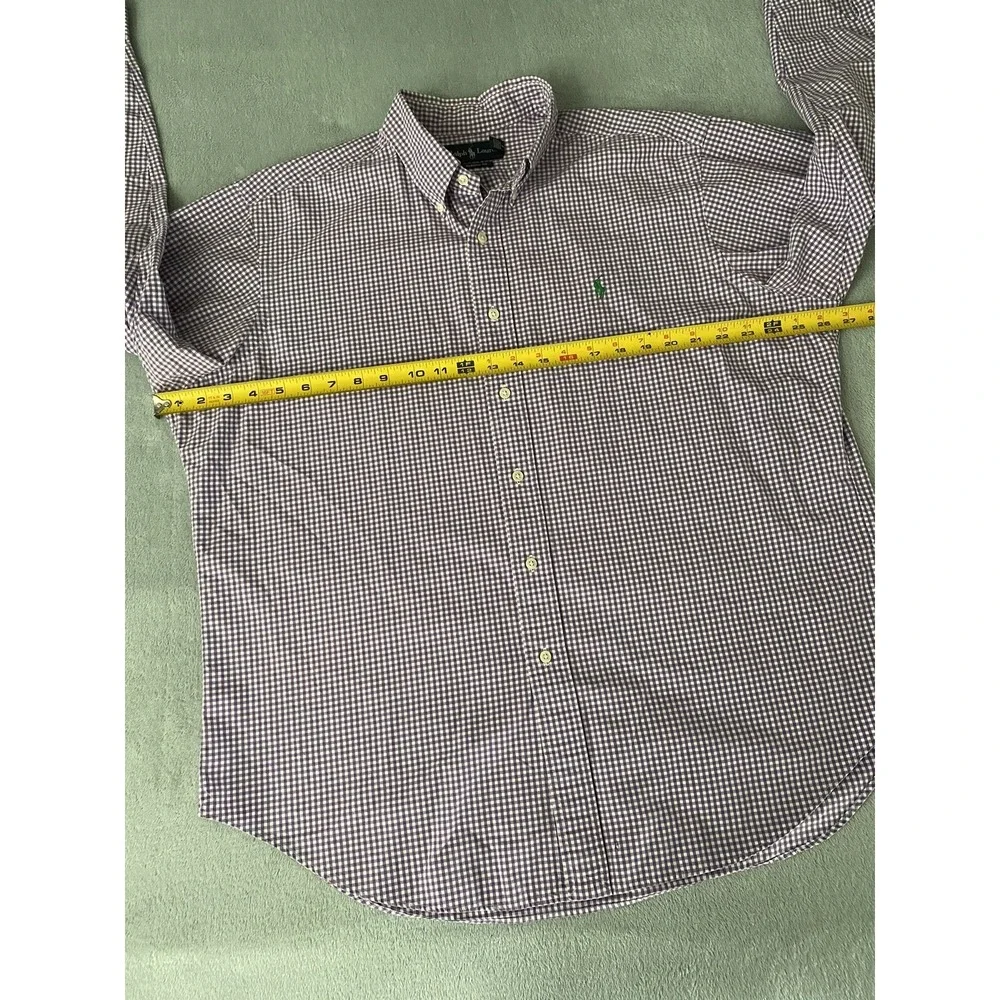 Polo Ralph Lauren Shirt Size‎ XL Men's Purple Check Classic Fit Green Pony LS